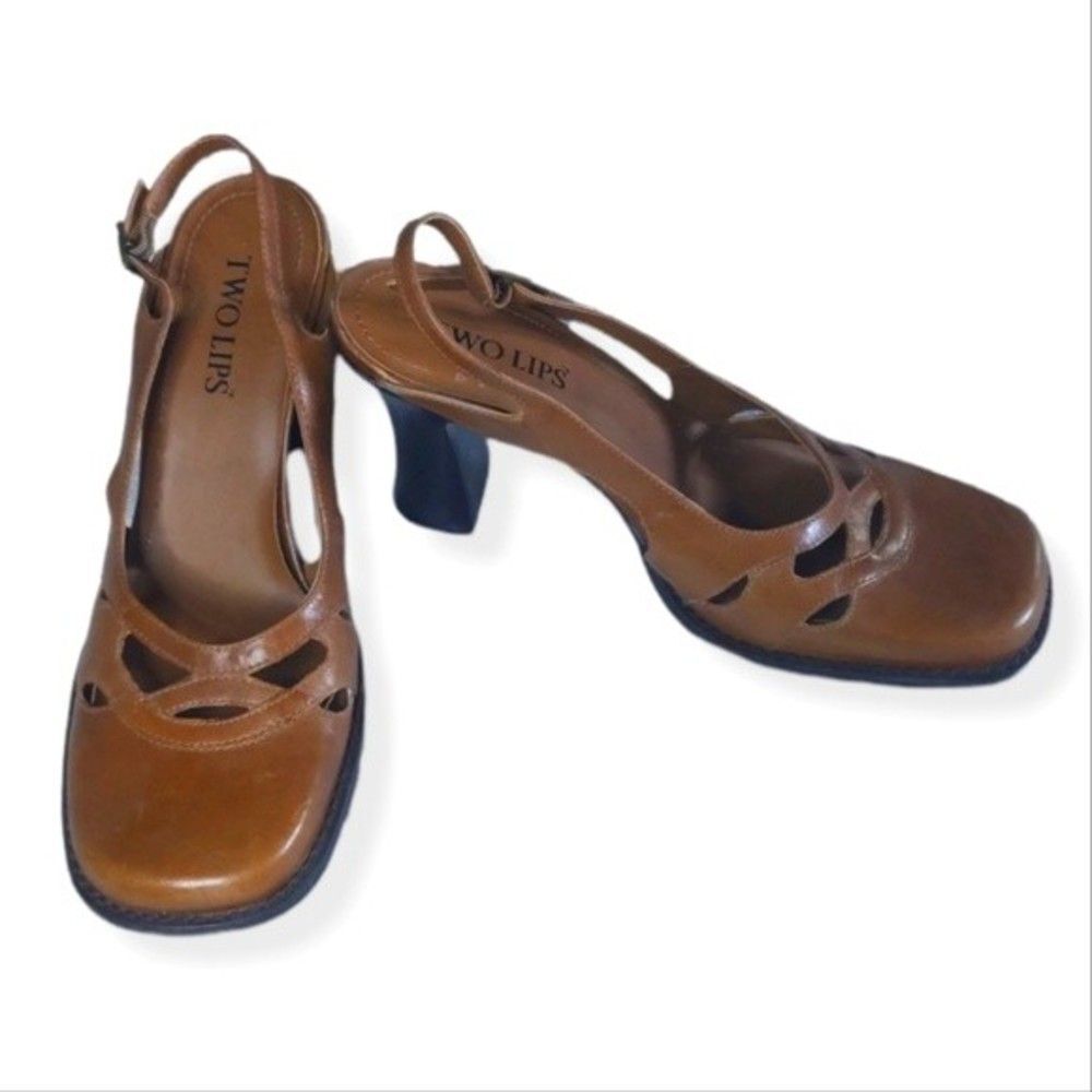 Vintage 90s Two Lips square toe slingback heels